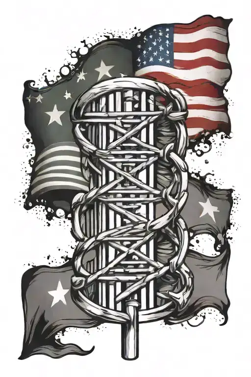 Dna With Brazilian And American Flags Behind