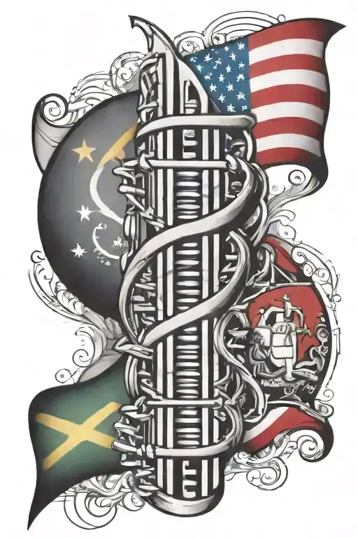Dna With Brazilian And American Flags Behind