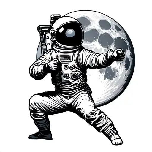 Tai Chi Fighter Astronaut Moon
