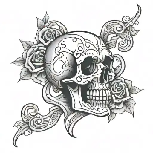 Skull With Heart Intertwined