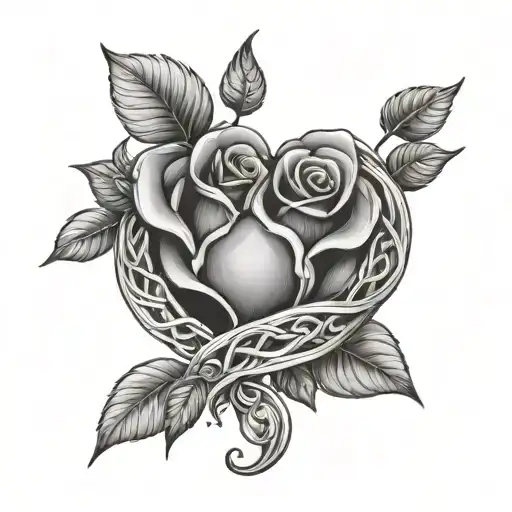 Heart Intertwined With Rose Growing