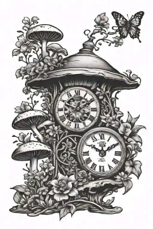 Mushrooms Little Flowers Clock Hourglass Playing Car
