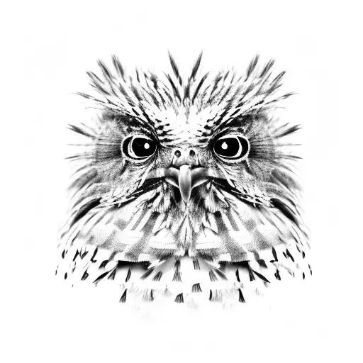 Tawny Frogmouth With Native Australian Bird Feather Surround