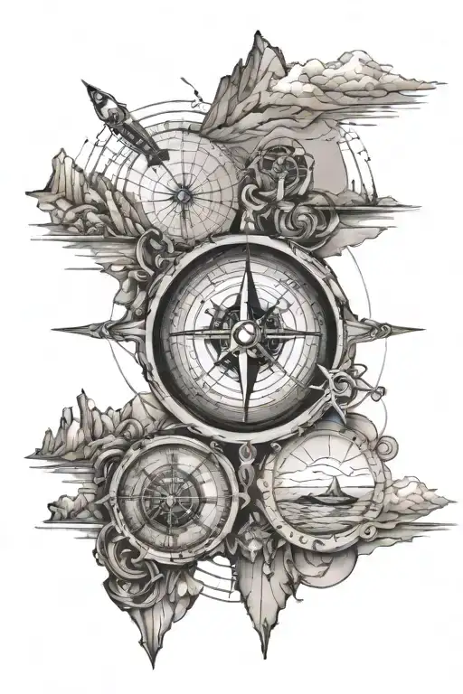 Windrose Sea Mountains Map With Compass
