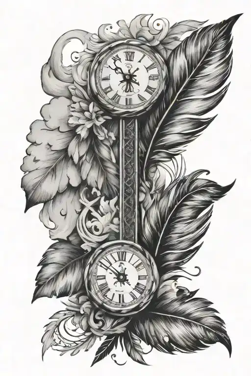 Roman Numerals With Feather And Clouds