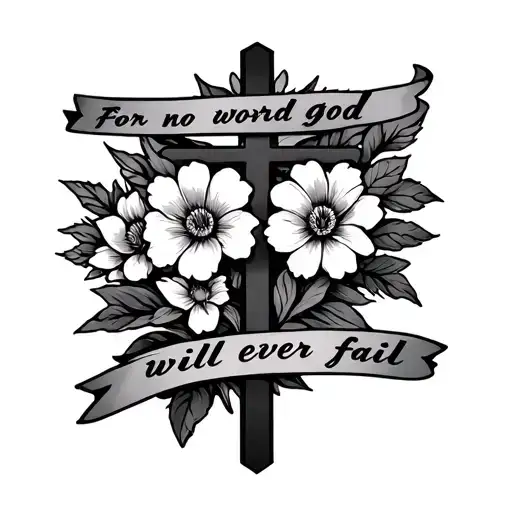 Flowers With The Words For No Word From God Will Ever Fail With A Cross
