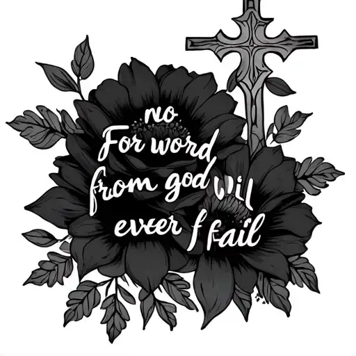Half Sleeve Flowers With The Words For No Word From God Will Ever Fail With A Cross