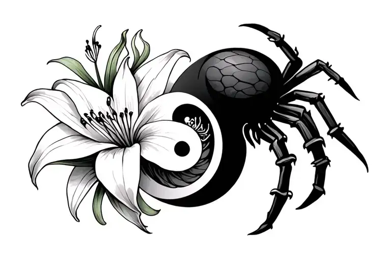 Ying Yang Pices And Spider Lily Flower
