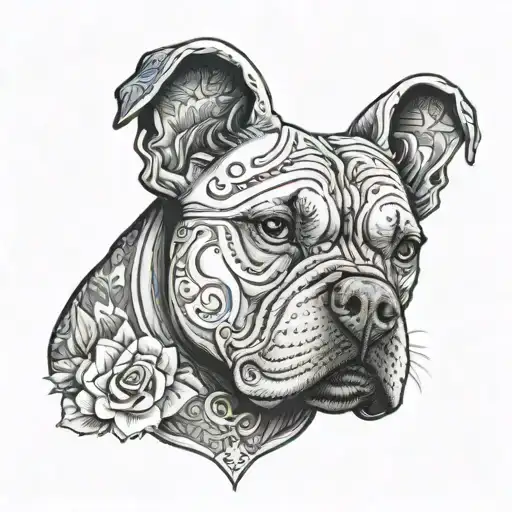 A Blue Nose Bully Hand Tattoo With Mexican Inspired Filler