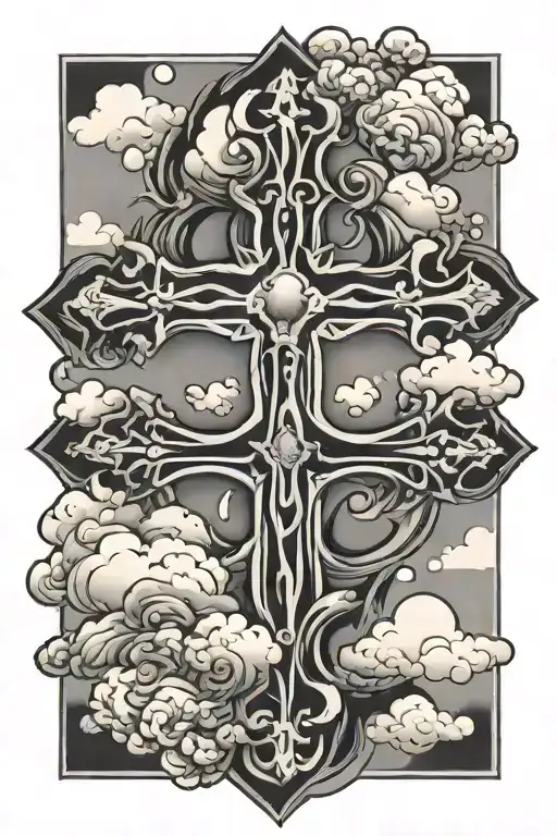 3 Anhk Cross Surrounded By Clouds