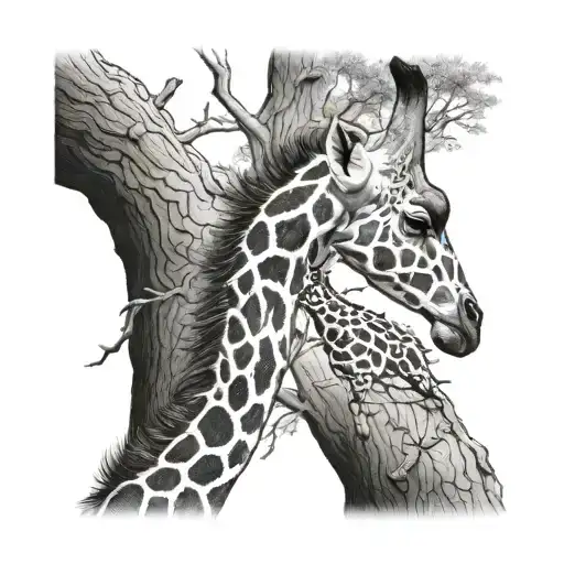 A Family Tree That Covers An Old Tattoo Of A Giraffe