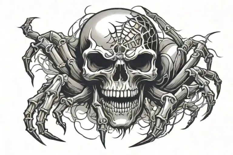 Skull A Spider Crawling