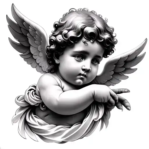 Hand Cherub Tatto Design