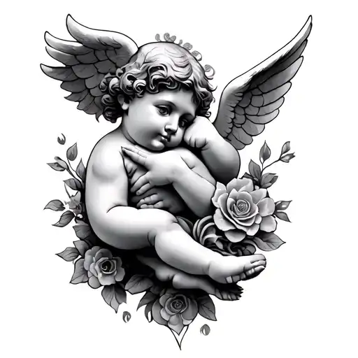 Hand Cherub Tatto Design