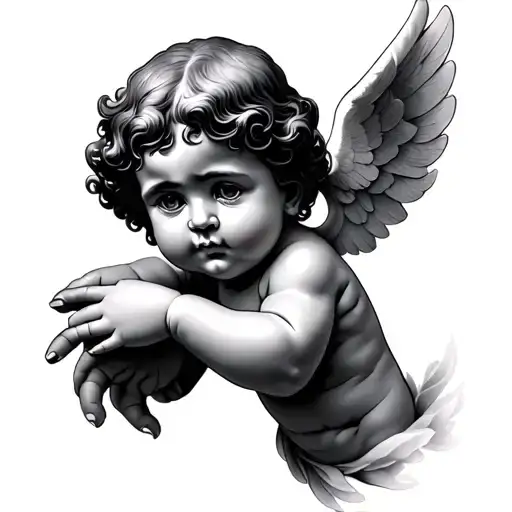 Hand Cherub Tatto Design