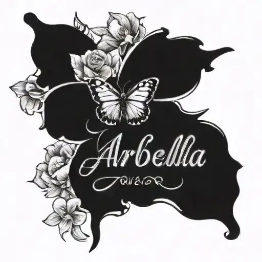 Arabella Name With Butterfly And Flowers