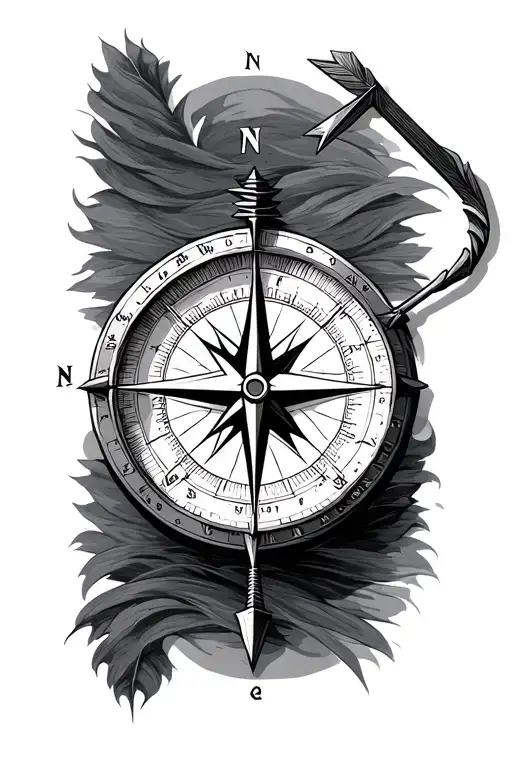 Simple Compass With Long North Arrow