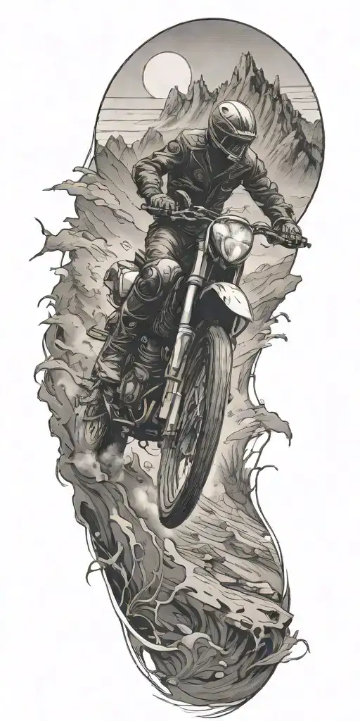 A Motorcyclist Riding Through A Wild And Untamed Landscape