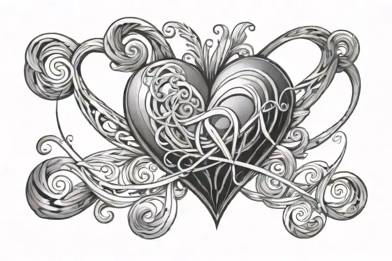 2D Line Pic Of Heart On Top Of An Infinity Symbol