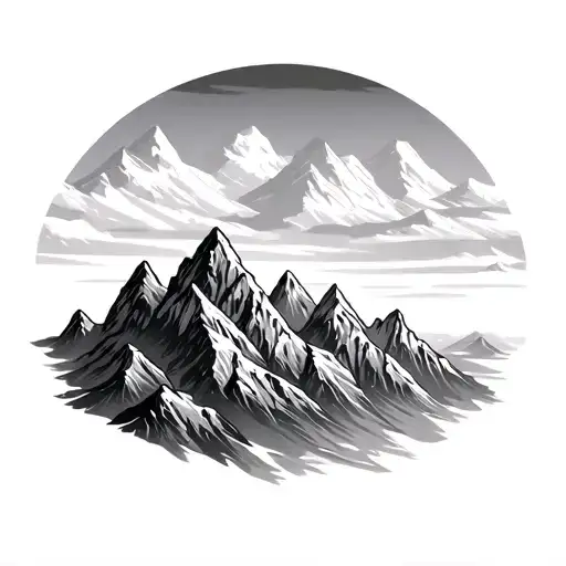 Mountain Line With 5 Peaks Forming