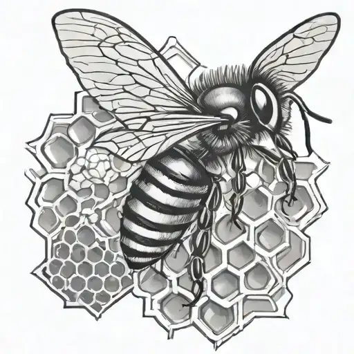 Honey Bee And Honey Comb