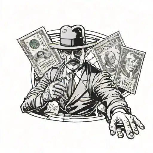 Mafia Tattoo Robber Holding Money