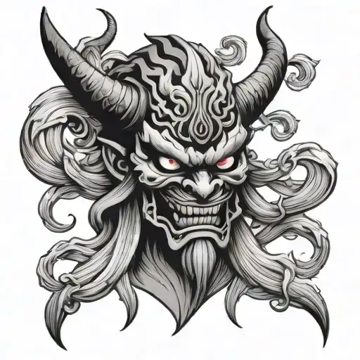 Suminagashi With An Oni Mask