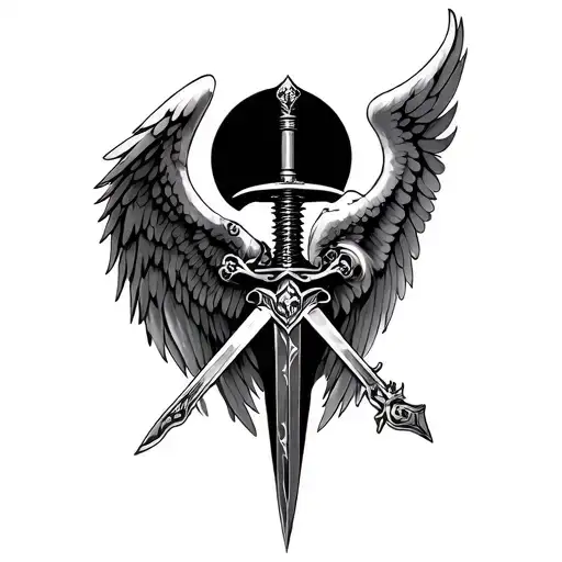 Angel Wings With A V2 Engine And A Sword