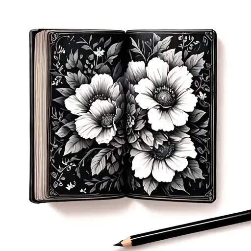 Book Surrounded By Bold Floral