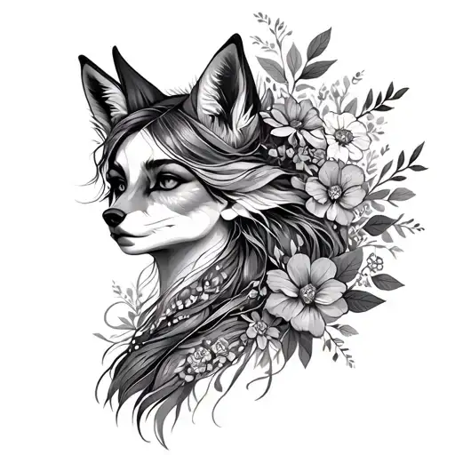 Autumn Goddess With Fox And Flowers