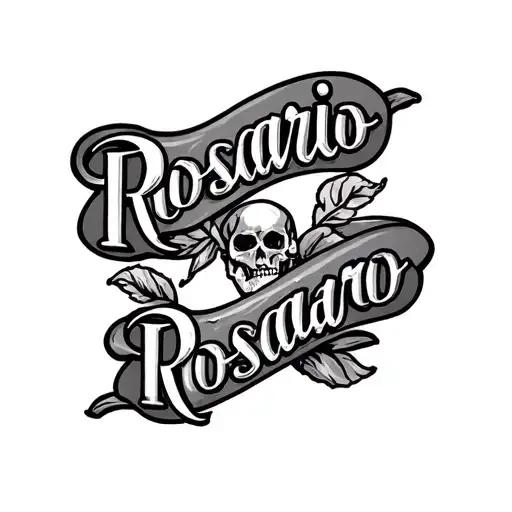 Rosario Last Name American Traditional Tattoo Design