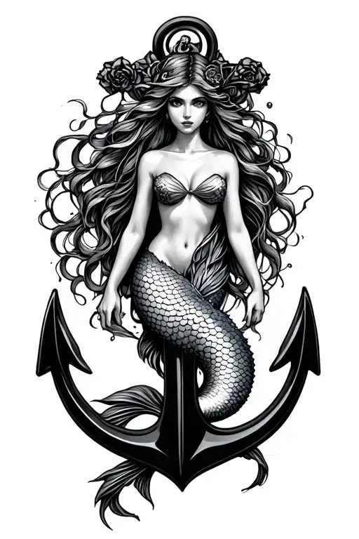 Mermaid Around Anchor Intertwined