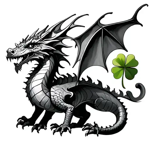 Welsh Dragon Tree Pf Life With Four Leaf Clover