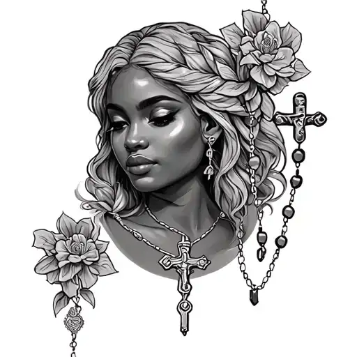 Deondria With A Rosary Wrapped