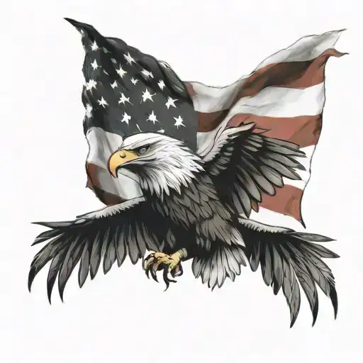 Eagle And American Flag