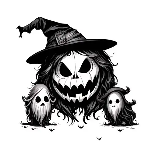 Halloween With Ghost And Gnomes