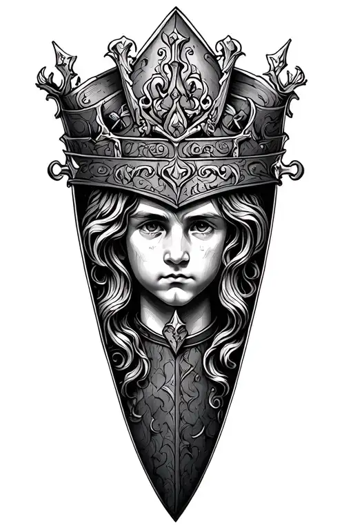 Blackwork King Arthur Themed Tattoo Design Inspired Made To Honor A Child