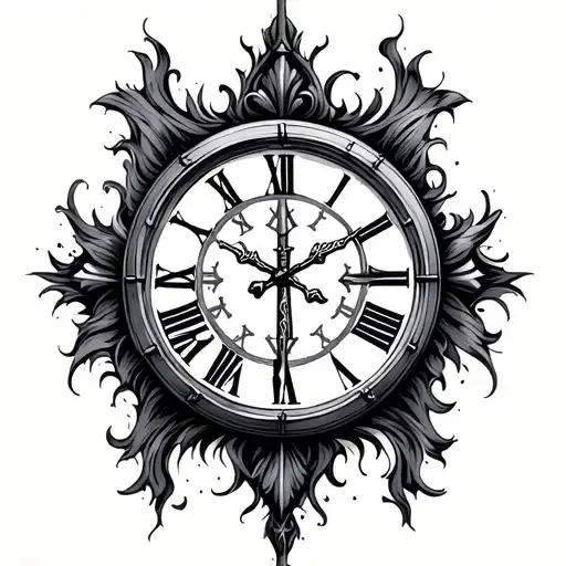 Christian Cross And Clock