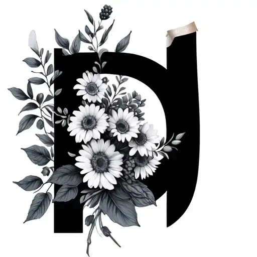 Bouquet Of Flowers With Tape That Forms The Letter D