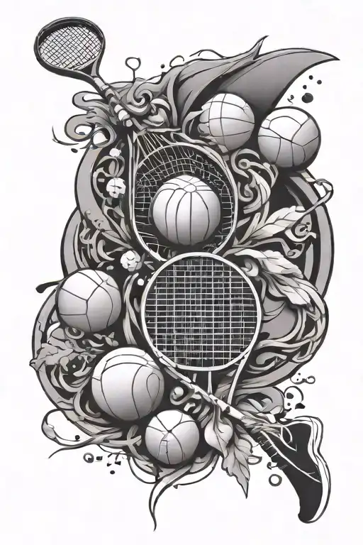Tennis And Basketball Combined With Elements