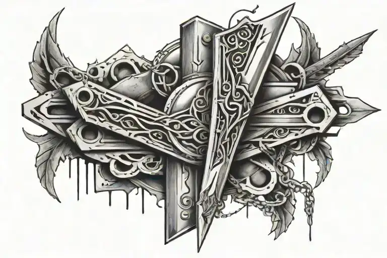 Razor Blades And Berbed Wire Wrapped Around Its