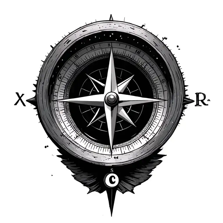 Compass With Initials C And R