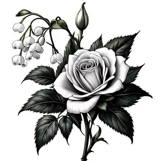 Lily Of The Valley Rose Next To Each Other