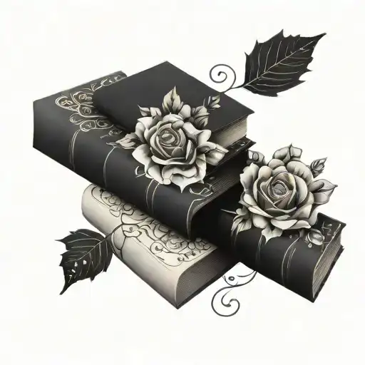 Dark Romance Book Stacks With Floral Patterns