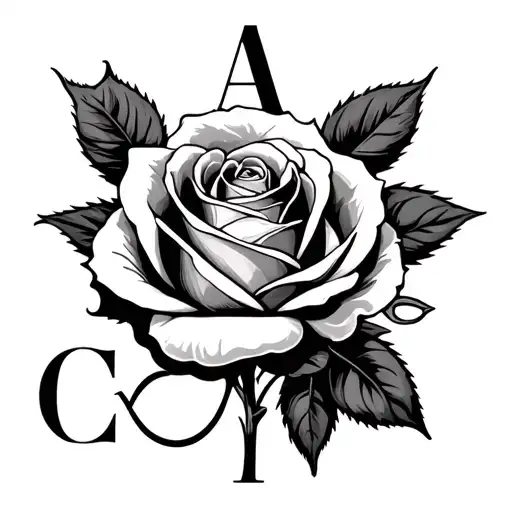 A Rose With A Letter A And C And An Infinity En El Tallo
