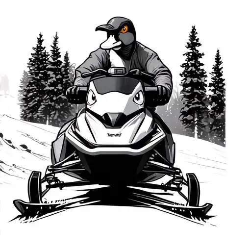 A Silly Goose Riding A Skidoo Tundra Snowmobile
