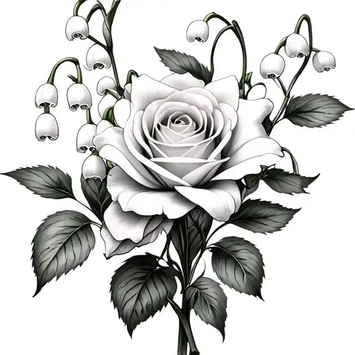 Lily Of The Valley Rose Next To Each Other Side