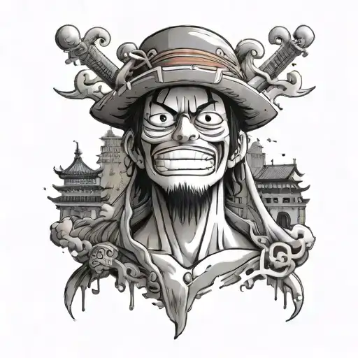 One Piece Anime Symbolism Mixed With Famour Historical Monument Or Style