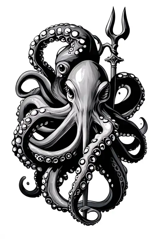 Octopus Wrapped Around A Trident