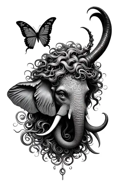 Butterfly And Medusa And Horns And Neda And Semicolon And Safety Pin And Elephant And Waves